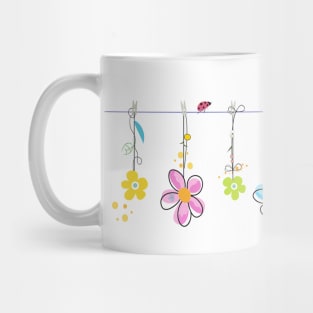 Hanging spring time daisies with lady bird Mug